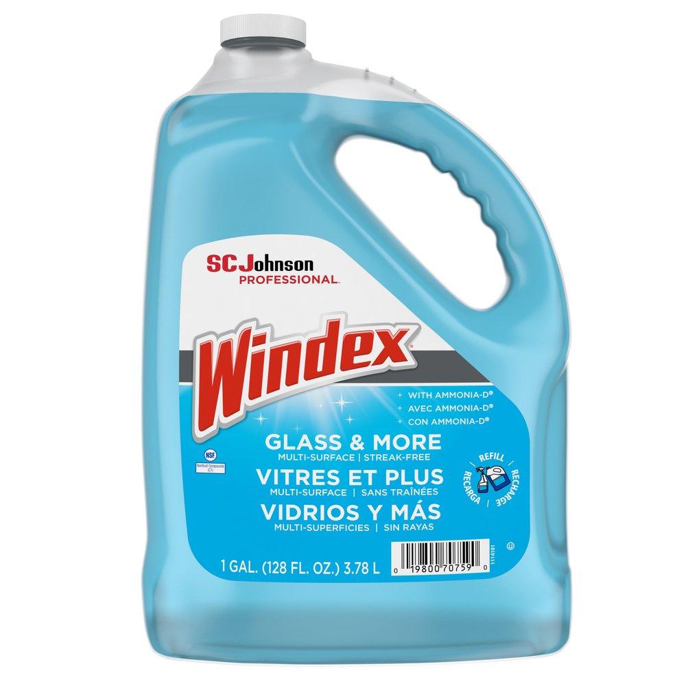 SC Johnson Professional Windex 1 Gal Glass & Multi-Surface Streak-Free Cleaner with Ammonia - Floral Scent (Case of 4)