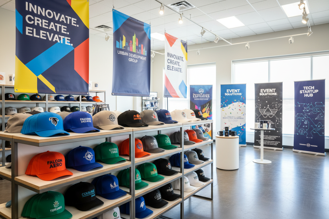 Custom Designed Hats & Banners